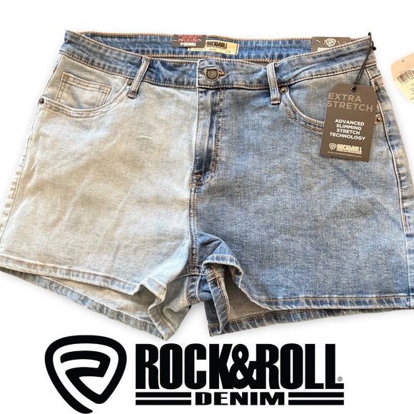 NWT - ROCK & ROLL DENIM  -  EXTRA STRETCH TWO-TONE SHORTS - Picture 4 of 16